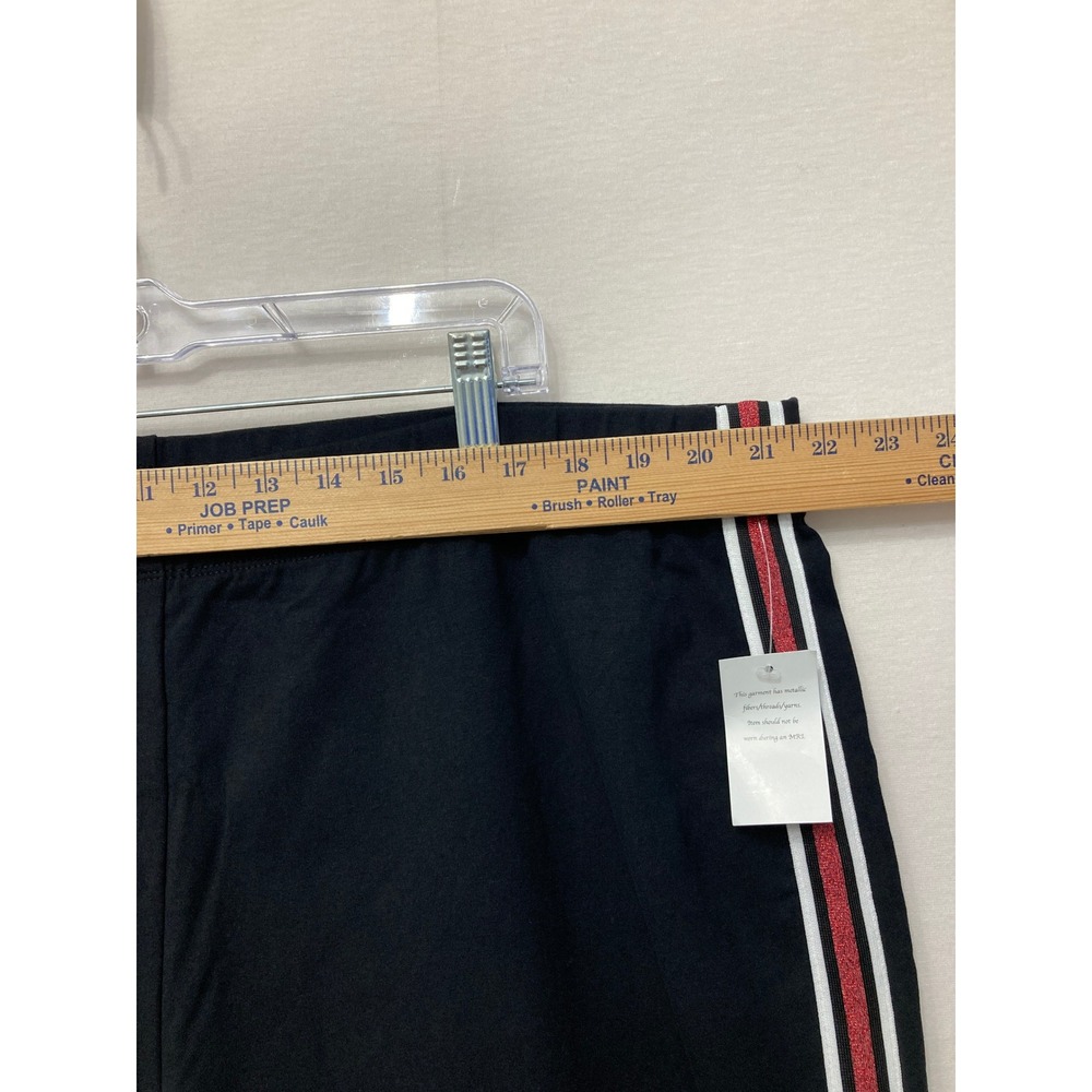 New Susan Graver Weekend Pants 2X Black Red Stripe Ankle Stretch Pull-on - Picture 4 of 8